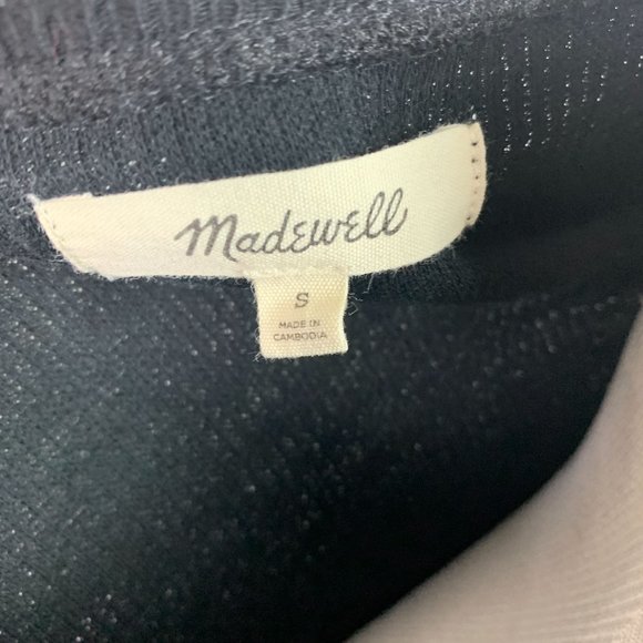 MADEWELL Women's Size Small Black Crew Neck Ribbed Shirt - Picture 5 of 7